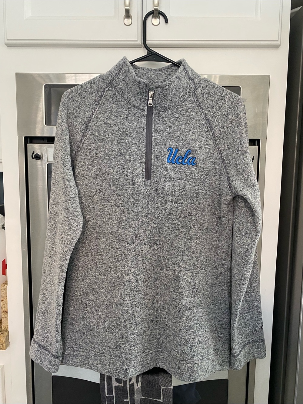 Women's Size Large-Gray Quarter-Zip “UCLA” Pullover Sweater
